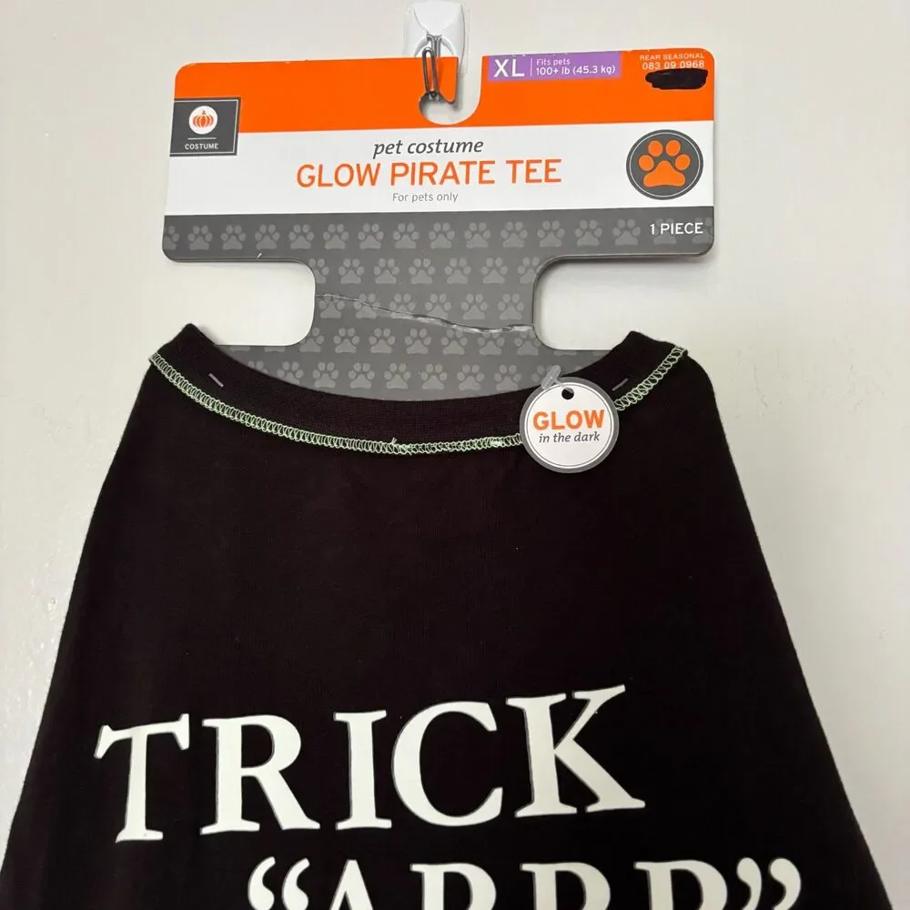 XL Dog Halloween Costume Glow Pirate Tee Trick ARRR Treat 100+ lb NWT